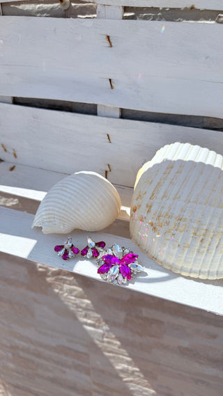 Completo - Fucsia e Cristal ( LIBELLULINA + spilla)
