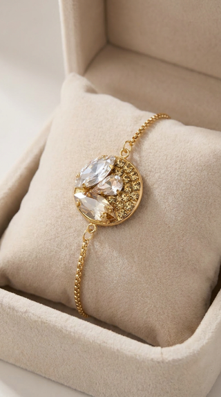 Bracciale con Corda - Regolabile - Oro & Cristal