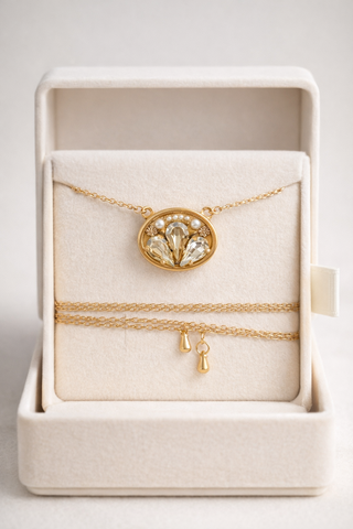 Collana Ovalina  - Cristal & Champagne (3 Modi per indossarla)